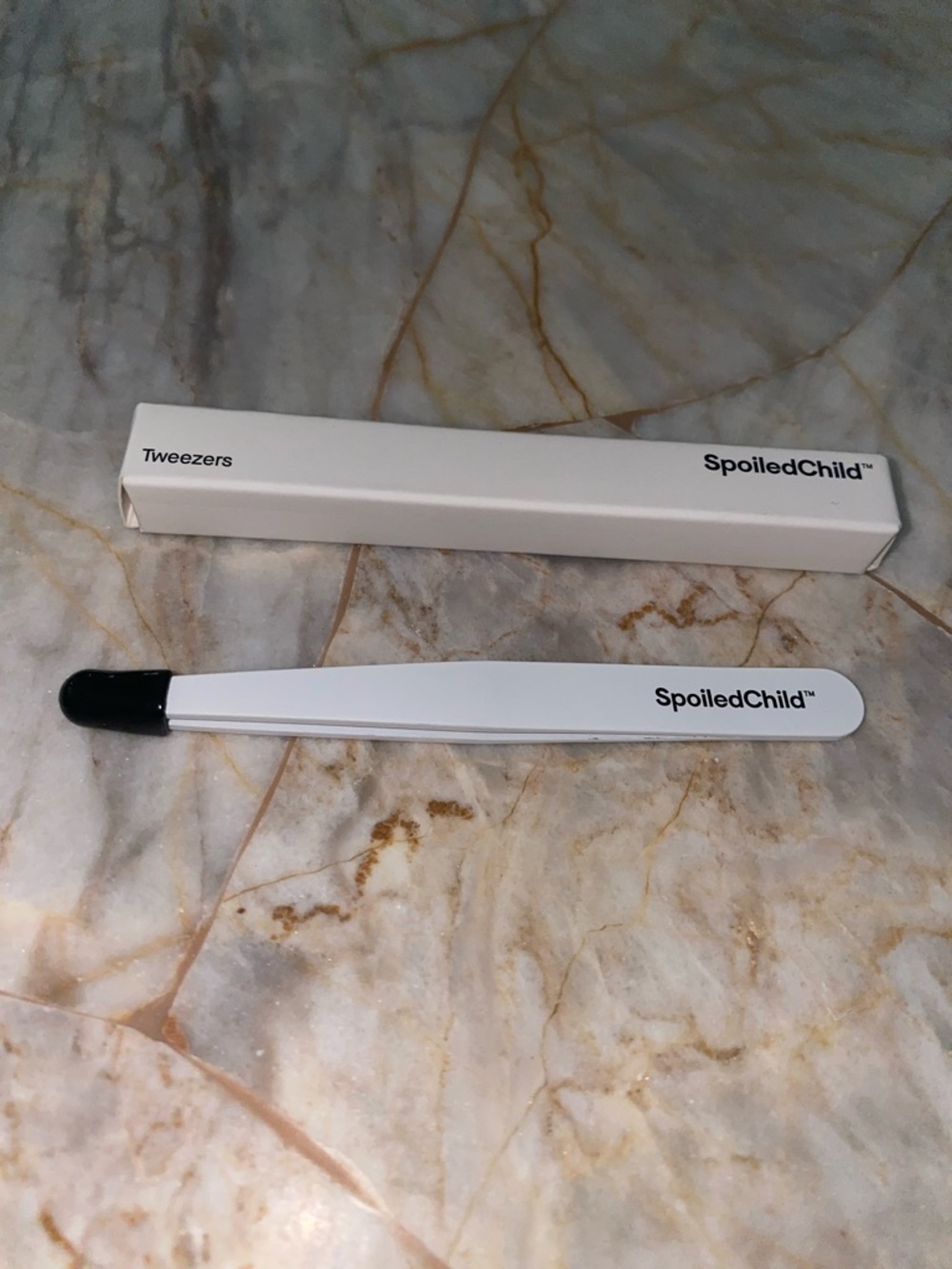SpoiledChild White‎ Slant Tip Tweezers Professional Precision Brow Grooming Tool